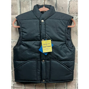 Vintage Snap N Wear Navy Blue Puffer Insulated Vest Mens Size XS
